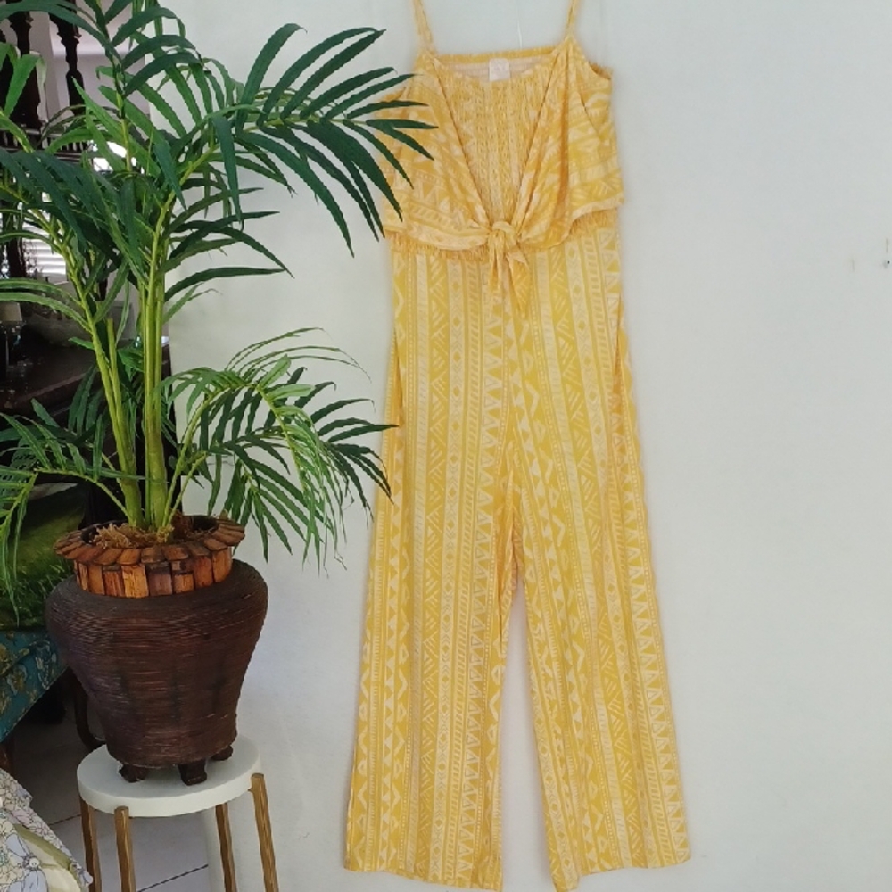 No Boundaries Yellow Geometric Jumpsuit